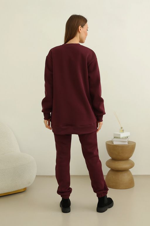 Свитшот со съёмным капюшоном футер 3нитка начес  сливовый - Solo mio фото 4