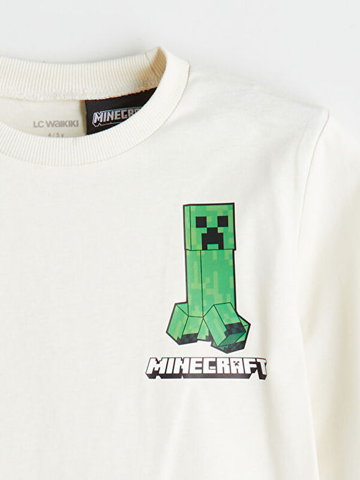 Bisiklet Yaka Minecraft Bask?l? Erkek ?ocuk Ti??rt