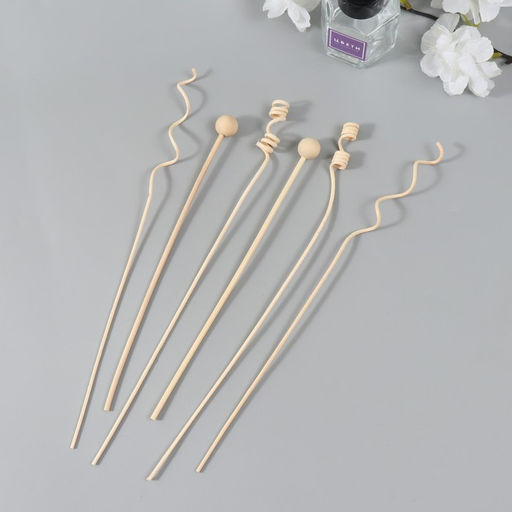 Цена за 2 шт. Палочки для аромадиффузора из ротанга «Спиральки и шарики», набор 6 шт.