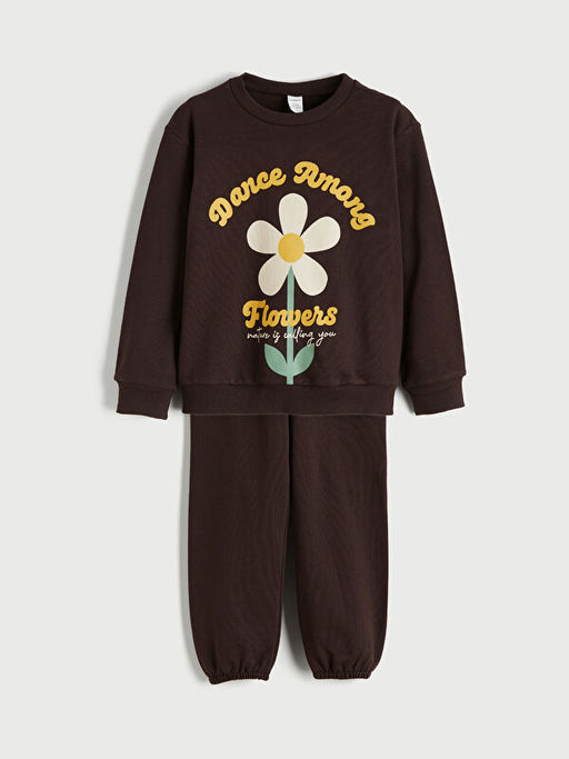 Bisiklet Yaka K?z ?ocuk Sweatshirt ve E?ofman Alt?