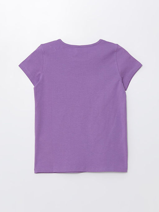 Bisiklet Yaka Bask?l? K?sa Kollu K?z ?ocuk Ti??rt - Waikiki фото 2