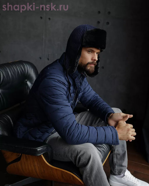 F 474 Ушанка мужская искуственный мех (60-61)