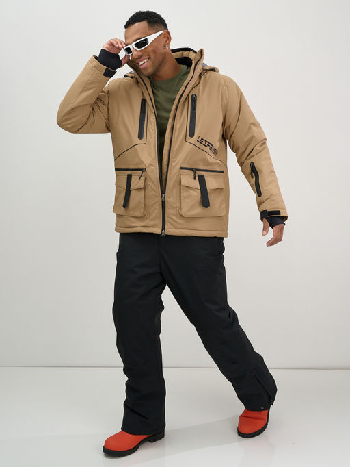 Горнолыжный костюм мужской зимний бежевого цвета 394B - Leifensh фото 21