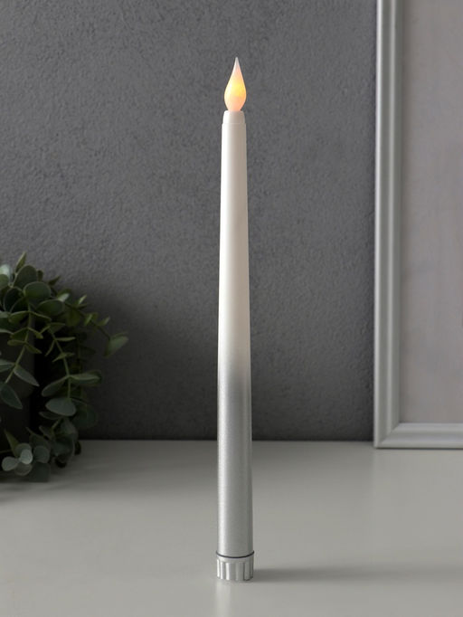 Набор светодиодных свечей, ночники LED «Нежность», 2 шт., 2×ААА, серебро, 2×2×27.5 см