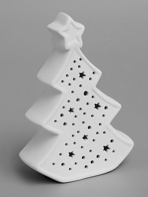 Светодиодная фигура «Ёлка звёзды» 9.7×4.5×13.7 см, 1 LED, керамика, от батареек LR44×3, свечение тёплое белое
