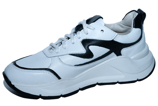 Кроссовки женские из натуральной кожи ЧЕРНО-БЕЛЫЕ