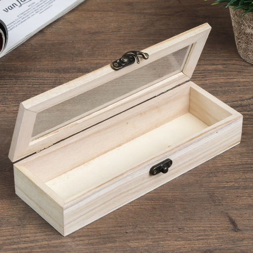 Шкатулка для росписи дерево со стеклом «Пенал», 3.8×19.7×7 см