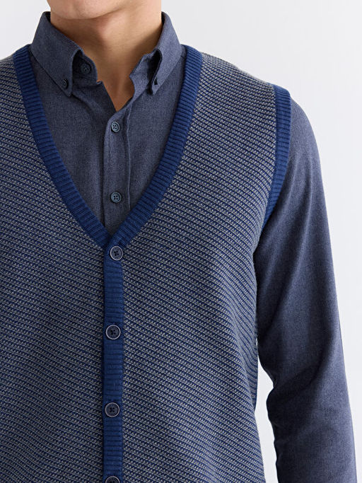 Standart Kal?p V Yaka Erkek Triko Yelek