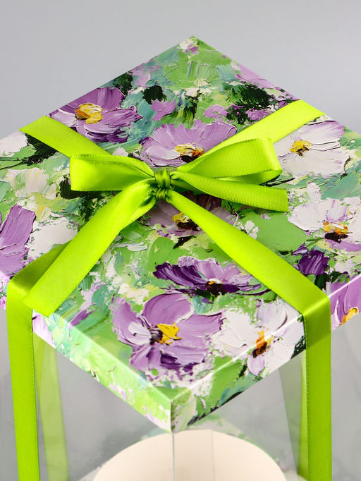 Коробка PVC, для цветов и букетов, с лентой, 28?18?18 см, зеленый