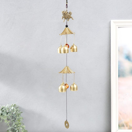 Музыка ветра «Дракон», 6 колокольчиков, под бронзу, 45 см