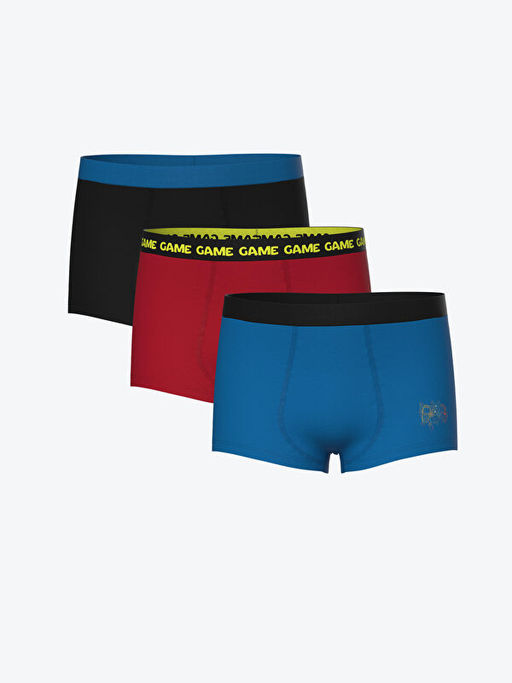 Bask?l? Erkek ?ocuk Boxer 3l?