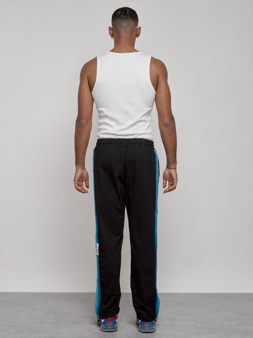 Широкие спортивные штаны трикотажные мужские черного цвета 12903Ch - Mtforce фото 20