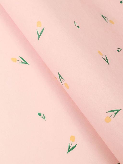 Цена за 10 шт. Бумага упаковочная тишью, Цветы, розовый, 50 см ? 70 см 17 грамм