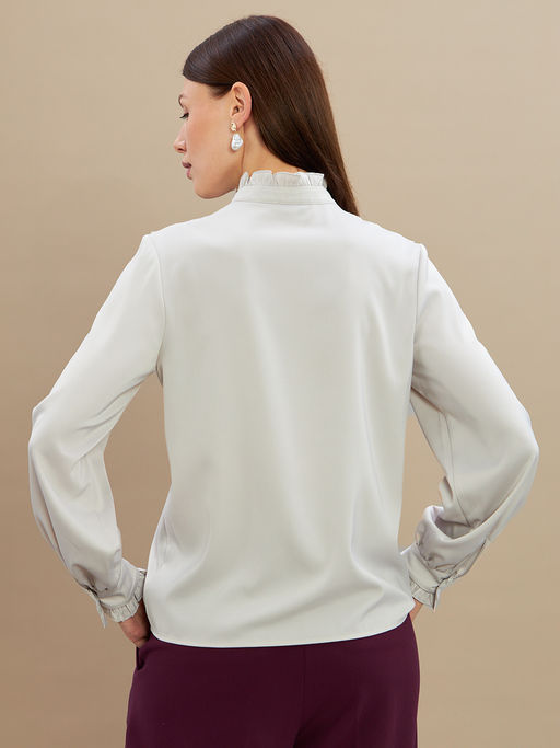 Блузка с рюшами OD-884-6 серо-коричневый