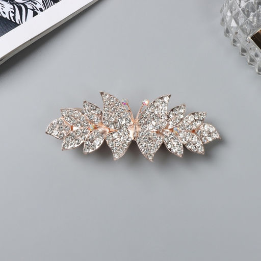 Цена за 2 шт. Заколка - автомат для волос «Айрис», бабочка, 9 см, золото