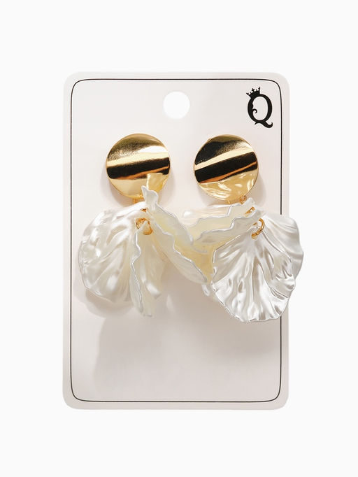 Клипсы для ушей QF Ветерок, цвет белый в золоте