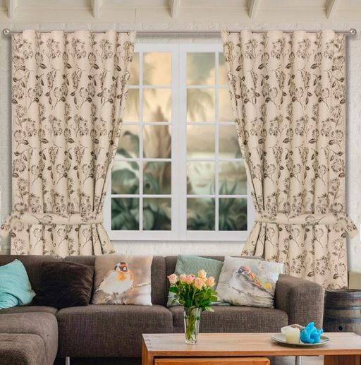 Арт. 12988/PB/170, ПИОН, цвет: бежево-бронзовый, тефлоновая пропитка, ГОТОВЫЕ ШТОРЫ, ширина от 150 см x высота 250 см (на шторной ленте)