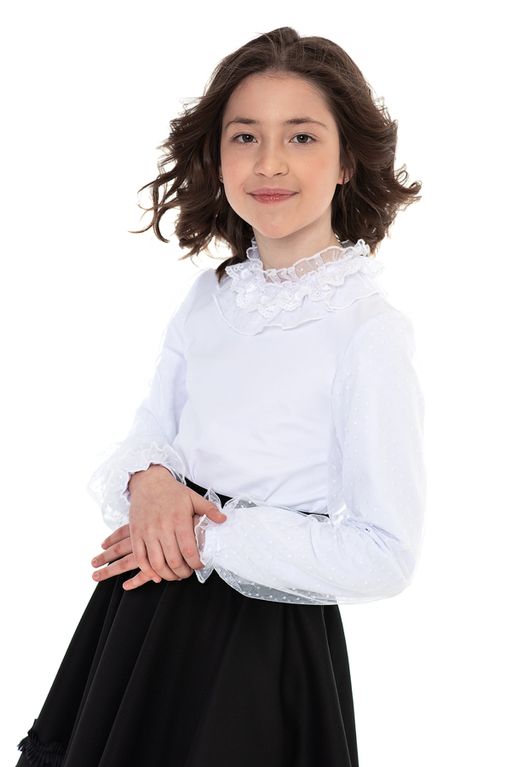 Белая школьная блуза Mooriposh, модель 06128