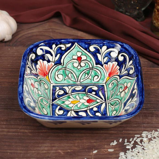 Салатница Риштанская Керамика «Цветы», 14×4.5 см, МИКС