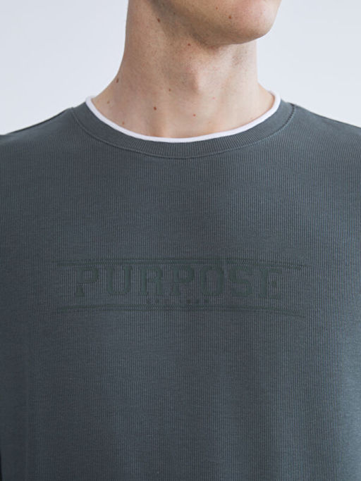 Bisiklet Yaka Bask?l? Erkek Sweatshirt