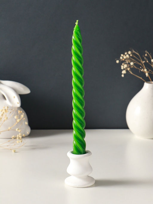Набор свечей витых, 2.3×24.5 см, 5 ч, 50 г, 4 шт., тёмно-зелёный
