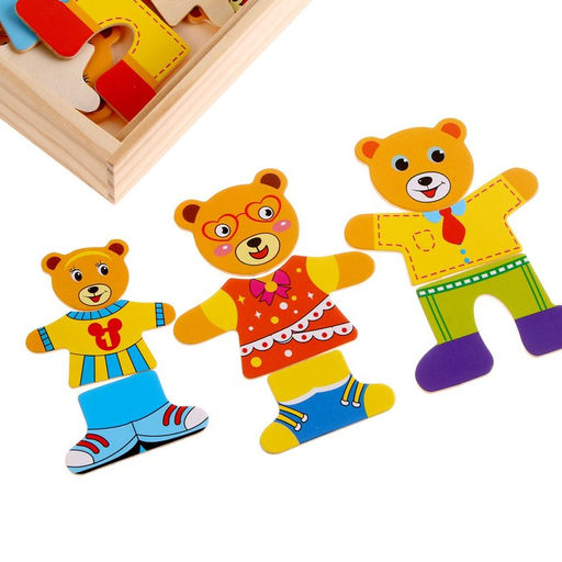 Игрушка развивающая «Переодень мишку» 3.5×26.5×13.5 см, 54 детали