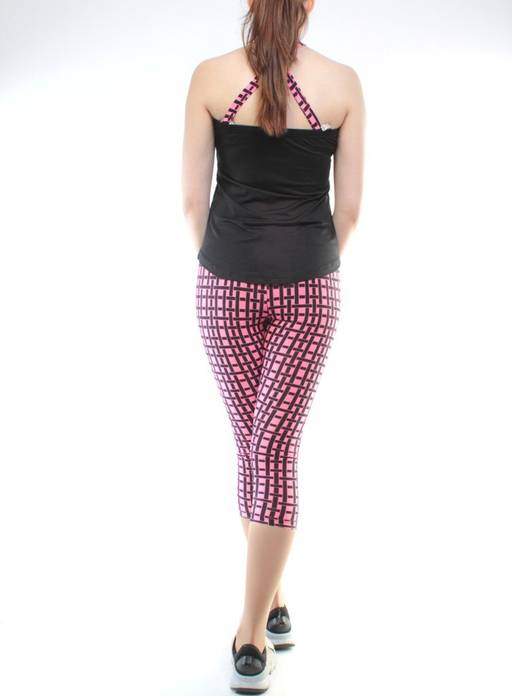 1181 BLACK/PINK Спортивный костюм для фитнеса женский (90% вискоза, 10% лайкра)