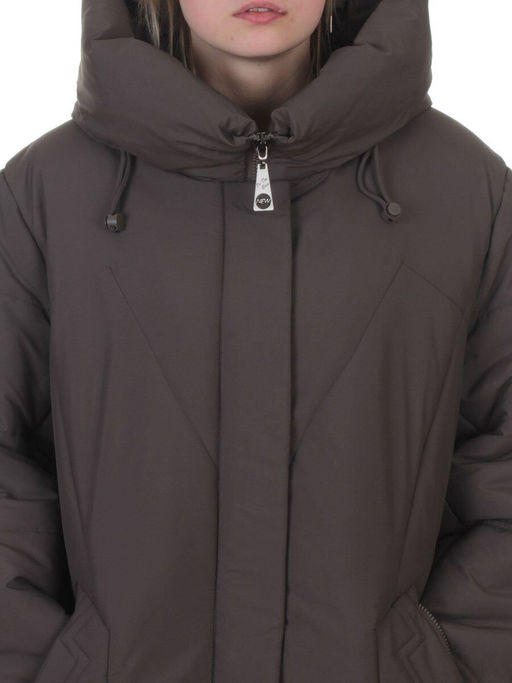 A618 GRAY/BROWN Пальто зимнее женское (верблюжья шерсть, 120 гр. холлофайбер)