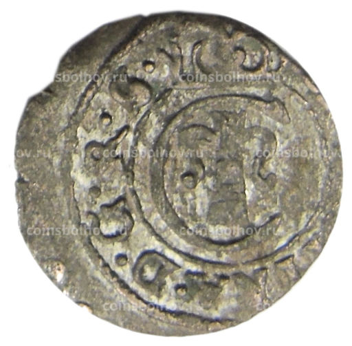 Монета Солид 1634-1654 года Шведская оккупация Риги королева Кристина