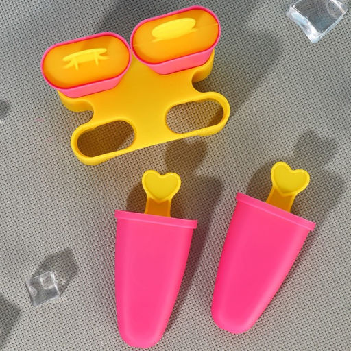 Форма для мороженого Доляна Симпл, 4 ячейки, пластик, розовая, жёлтая