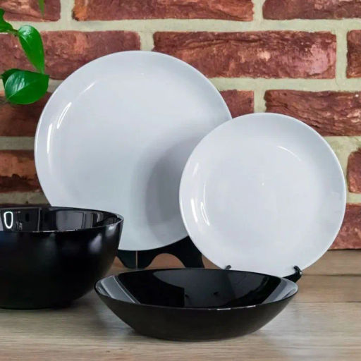 Столовый набор 19 предметов ДИВАЛИ черно-белый арт.P4360 /Люминарк/ - Luminarc фото 3