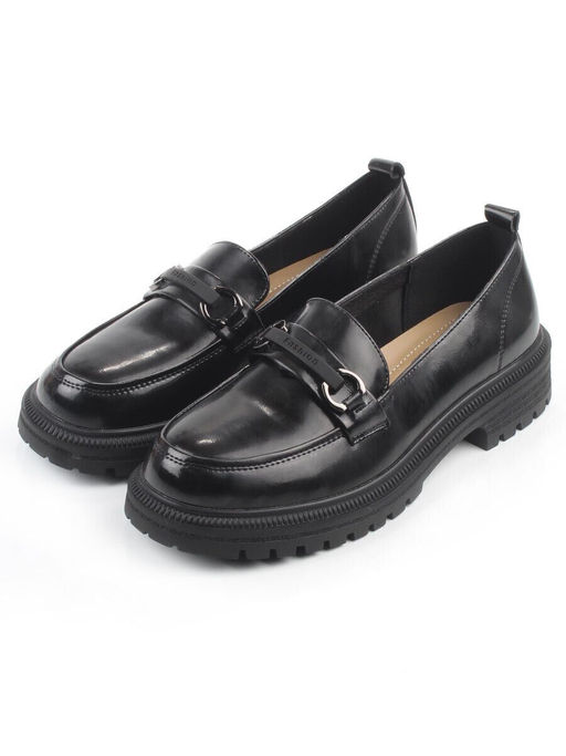 03-PDEB91-3 BLACK Лоферы женские (натуральная кожа)