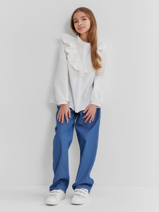 Блузка для девочки MINAKU: Cotton collection, белая, рост 140 см