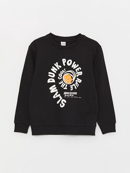 Bisiklet Yaka Bask?l? Uzun Kollu Erkek ?ocuk Sweatshirt - Waikiki фото 3