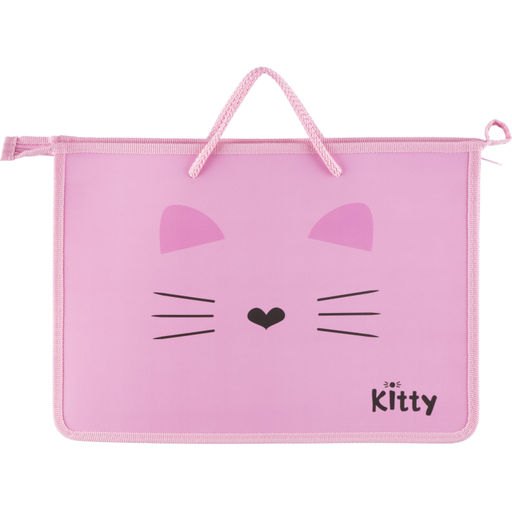Папка для тетрадей Комус Kitty А4 на молн с ручк,пластик, 45мм,ПТ-15