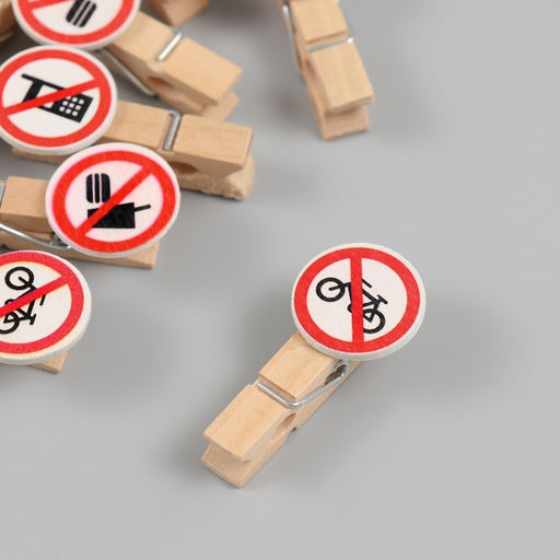 Цена за 2 шт. Декор для творчества дерево «Запрещающие знаки», набор 10 шт., 1.9×4.2 см