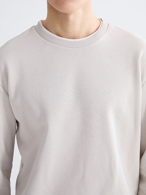 Bisiklet Yaka Erkek Kal?n Sweatshirt