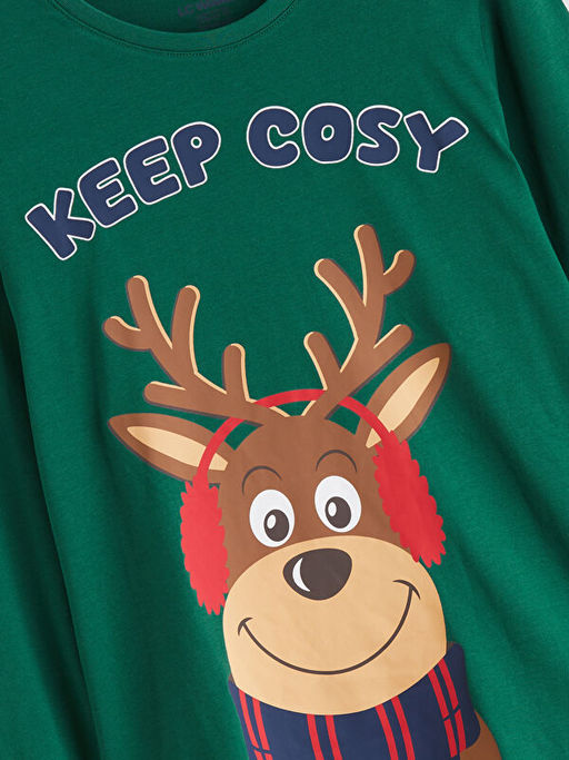 Bisiklet Yaka Y?lba?? Temal? Erkek ?ocuk Pijama Tak?m?