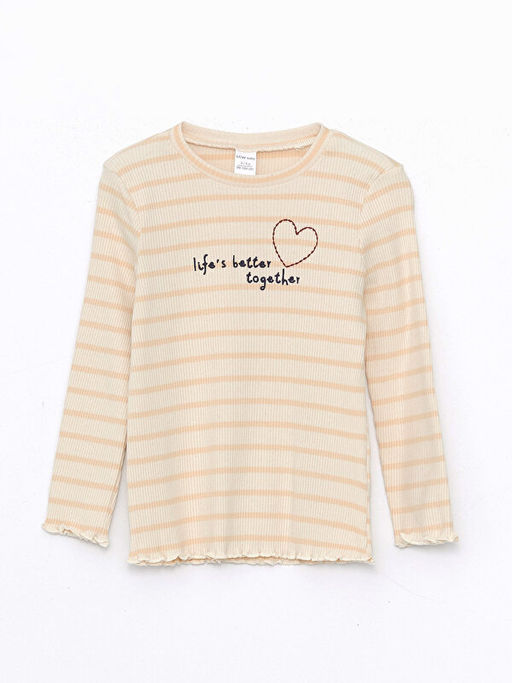 Bisiklet Yaka ?izgili K?z Bebek Ti??rt