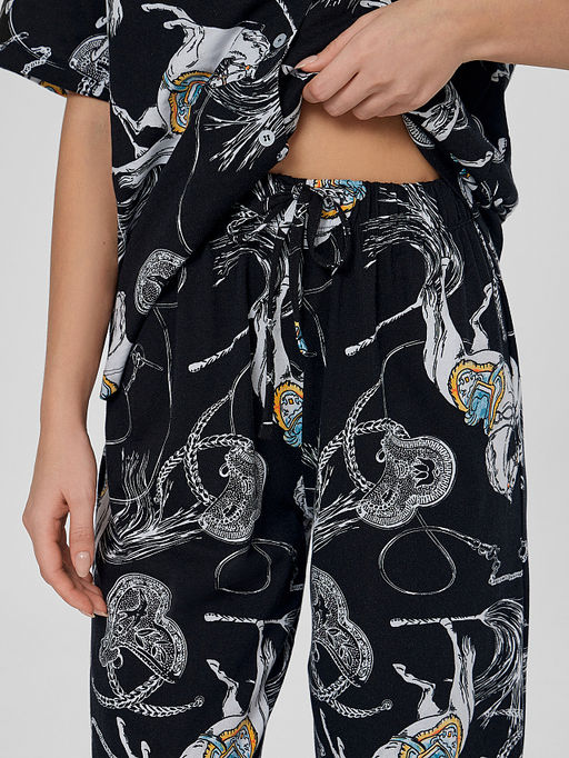 Комплект женский домашний черный с узором - Mark formelle фото 7