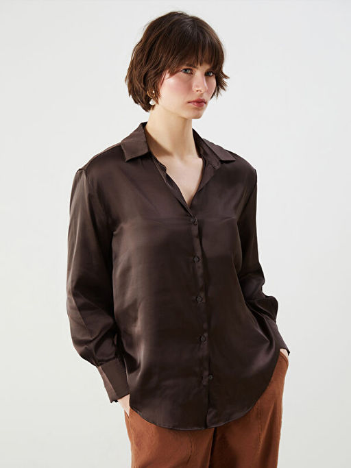 Oversize Saten Kad?n G?mlek