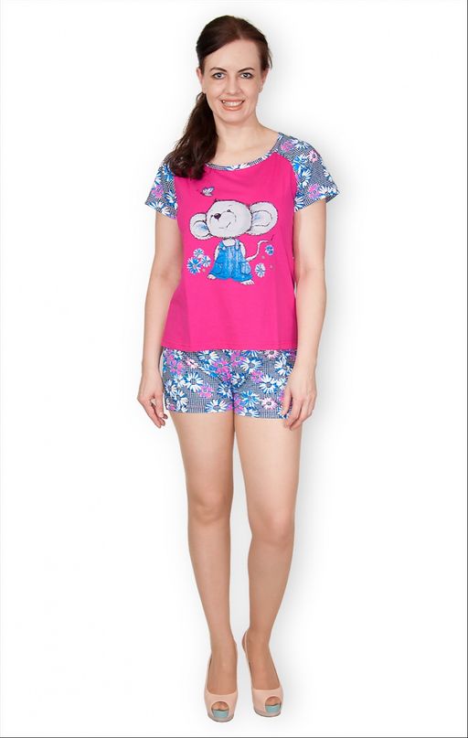 Костюм домашний с шортами, малина (246-1)