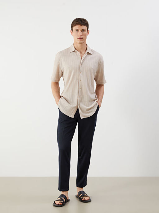 Regular Fit K?sa Kollu ?izgili Erkek G?mlek