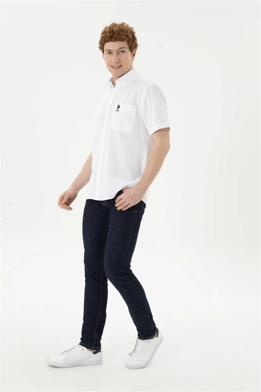 Мужская белая рубашка с коротким рукавом - U.s. polo assn фото 4