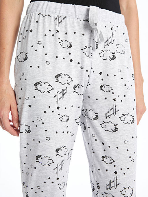 Beli Lastikli Desenli Kad?n Jogger Pijama Alt