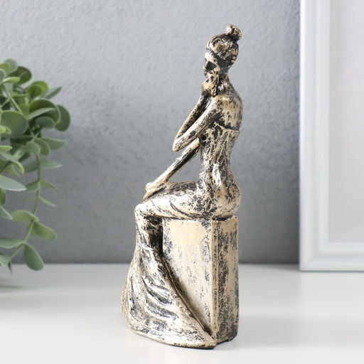 Фигурка полистоун «Девушка на камне», под бронзу, 12.5×5×17 см