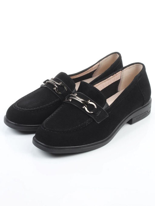 03-DEB16-2 BLACK Лоферы женские (натуральная замша)