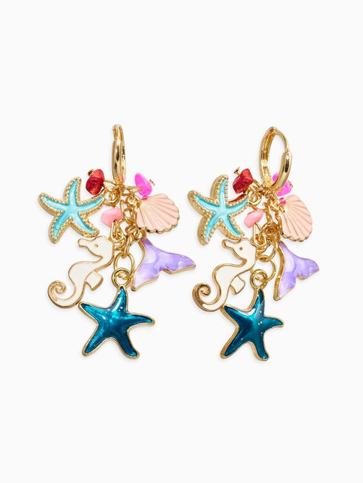 Серьги «Морской мир» подвесочки, цветные в золоте