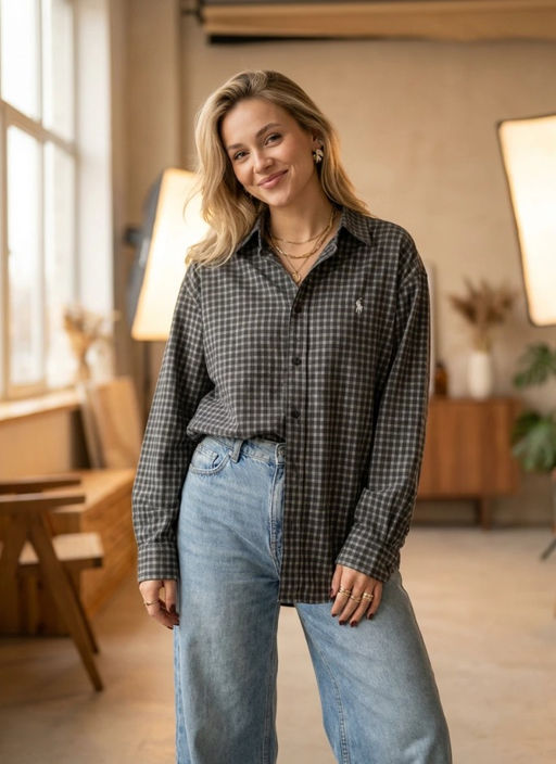 K13516 Рубашка OVER SIZE (хлопок) ГРАФИТ