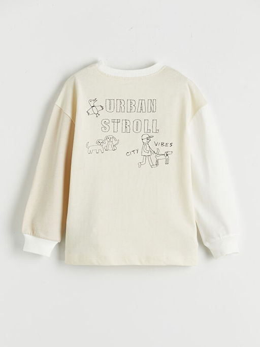 Bisiklet Yaka Renk Blo?u Erkek ?ocuk Sweatshirt